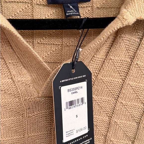 Polo Long Sleeve knit sweater by Ben Sherman in camel or spice - Picture 12 of 16